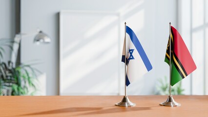 FLAGS OF ISRAEL AND VANUATU ON TABLE