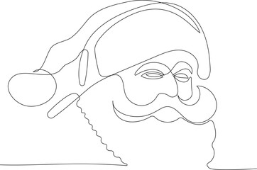 One continuous line drawing Santa Claus on reindeer and sled. concept for Christmas and New Year. vector illustration. Vector illustration