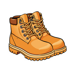 Vector Cartoon Yellow Work Boots illustration