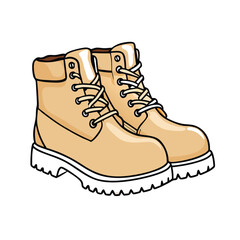 Vector Cartoon Yellow Work Boots illustration