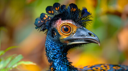 Obraz premium Amazon Razor-billed Curassow face, showcasing its unique features with a blurred background providing