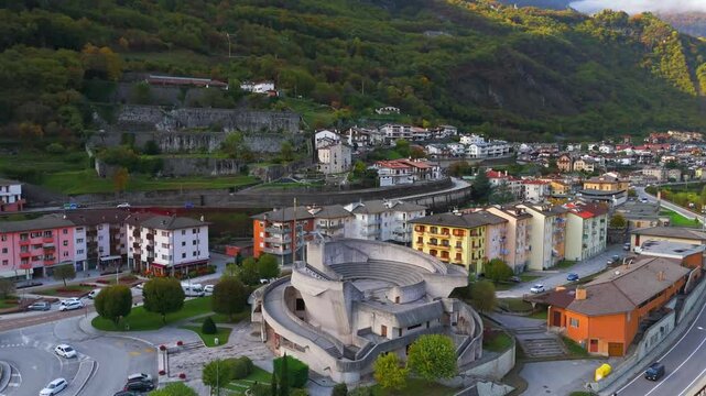 Witness the serenity of Longarone from the sky, a peaceful Italian escape.