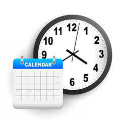 Calendar with a clock. time management. Schedule. Vector illustration