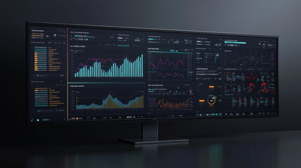 Minimal 3D Render of Digital Dashboard Displaying Real-Time Inventory Levels and Distribution