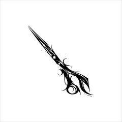 Simple black and white vector line art scissors