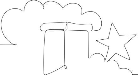 One continuous line drawing Santa Claus on reindeer and sled. concept for Christmas and New Year. vector illustration. Vector illustration