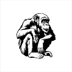 Funny Monkey Line Art