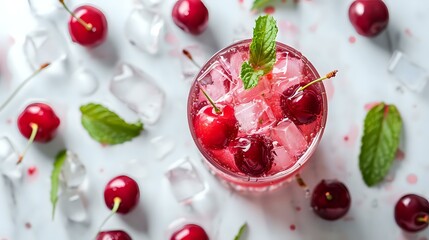Cherry and Mint Iced Drink