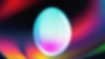 Luminous orb, vibrant hue. Glowing egg shape; symbolizes new beginnings, potential, and hope.  Neon rainbow backdrop.