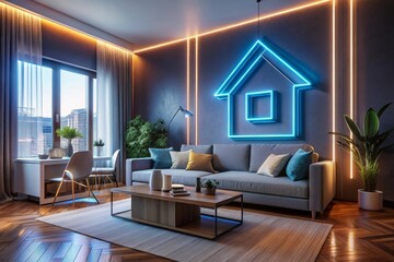 Fototapeta premium modern living room with fireplace