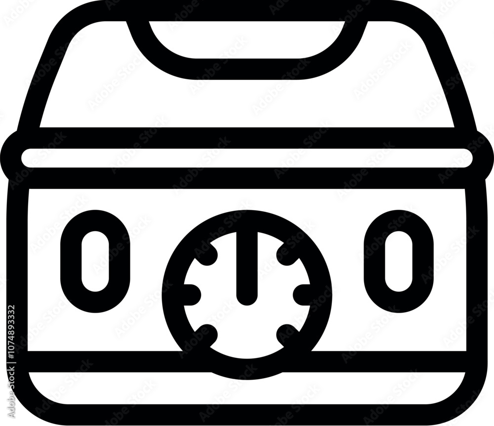 Poster lunchbox featuring a built in timer set to zero, emphasizing its ability to keep food fresh and at t