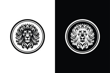Simple Black and White Lion Silhouette Icon Vector Download.