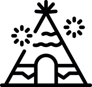 recommend clip art: Traditional teepee tent with fireworks exploding, representing native american culture and celebrations