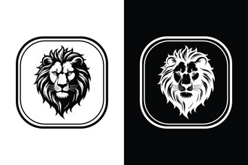 Simple Black and White Lion Silhouette Icon Vector Download.