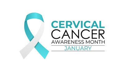 Vector graphic of Cervical cancer awareness month is observed every year in january. Realistic ribbon with Design for cards, prints, social media, poster, flyer and background banner design template
