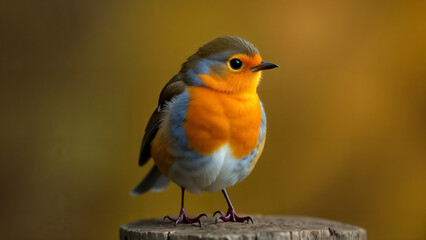 Fototapeta premium Artistic Representation of a European Robin Bird on a Single Color Background for Mesmerizing Wallpaper