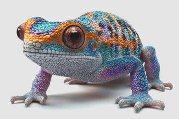 Obraz premium Detailed of a Colorful Animal with Vibrant Camouflage on a White Background, Perfect for Educational and Creative Projects