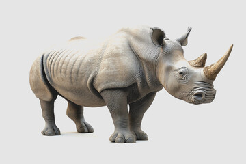Obraz premium Realistic of Isolated Rhinoceros on White Background for Animal Art or Wildlife Education Use