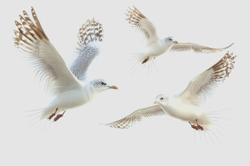 Obraz premium Stunning of Birds in Flight Isolated on a White Background Perfect for Nature Lovers and Wildlife Enthusiasts