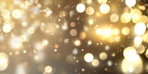 Abstract blurred background with bokeh lights in beige and gold colors abstract festive effect.