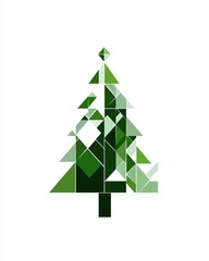 Fototapeta premium Abstract Geometric Tree Design Featuring Various Shades of Green Perfect for Nature Themes, Art Projects, and Seasonal Decor