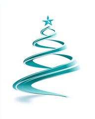 Abstract Modern Design of a Spiraling Christmas Tree with a Star on Top, Ideal for Holiday Celebrations, Greetings, and Seasonal Marketing Materials