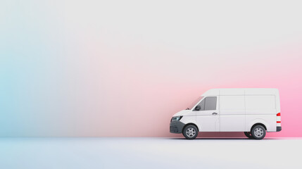 White Delivery Van on Smooth Gradient Background with Soft Color Transition for Transport and Logistics Concepts in Modern Design