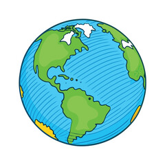 Naklejka premium Vector Single Cartoon Globe Illustration on a isolated white background