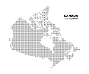 black halftone dotted canada map © hafid