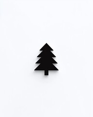 Fototapeta premium Black Silhouette of a Simple Tree Shape on a White Background, Perfect for Modern Design and Minimalist Decor, Symbolizing Nature and Growth