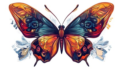 Psychedelic Butterfly Art with Colorful and Swirling Wing Patterns Image