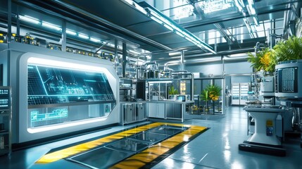 Fototapeta premium Clean energy innovation lab, futuristic design, 3D illustration 