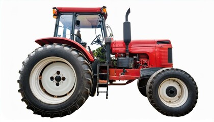 Naklejka premium red tractor isolated on white