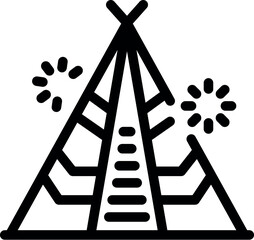 Traditional teepee tent with fireworks celebrating outdoors native american culture and history © ylivdesign