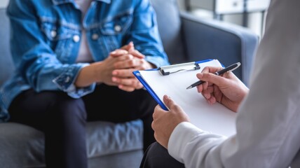 Therapist Taking Notes During Counseling Session