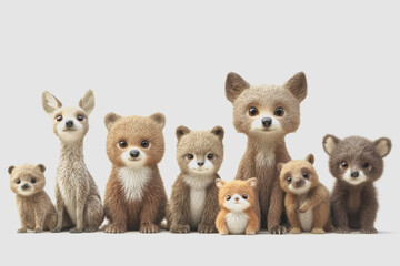 Obraz premium Adorable Forest Animals Gathered Together in a Playful Isolated on White Background for Engaging Children's Artwork