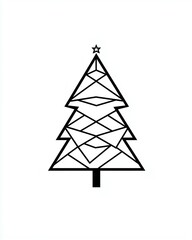 Elegant Geometric Black and White Christmas Tree Design Perfect for Modern Holiday Decor and Seasonal Illustrations