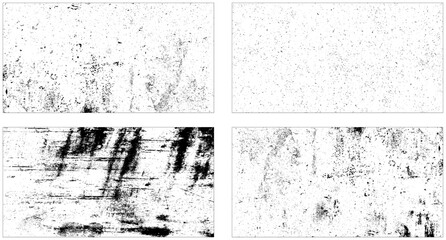 Grunge texture effect set. Distressed overlay rough textured. Abstract vintage monochrome.