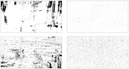 Grunge texture effect set. Distressed overlay rough textured. Abstract vintage monochrome.