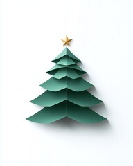 Fototapeta premium Elegant Paper Cutout Christmas Tree with Star Decoration for Holiday Celebrations, Festive Decor, and Creative Seasonal Crafting Ideas
