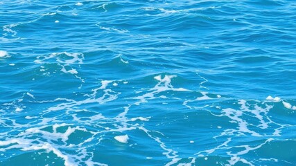Ocean waves with foam on pure blue turquoise water surface, water, marine, aqua