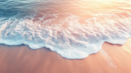 Pastel beach with gentle waves, tranquil pastel beach shoreline, sunset pastel beach landscape for relaxation and design