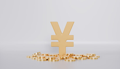 Obraz premium Banking and finance of yuan currency symbol with golden coins concept