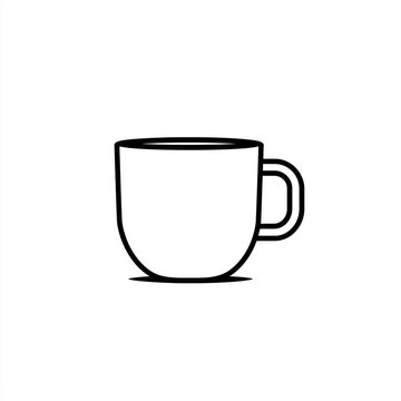 recommend clip art: Simple outline illustration of a coffee cup on a white isolated background.