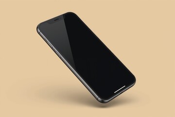 Sleek smartphone with black screen on minimalistic beige background