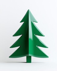 Fototapeta premium Glossy Green Christmas Tree Decoration with Sleek Design for Holiday Festivities and Seasonal Celebrations, Ideal for Modern Home Decor and Creative Displays