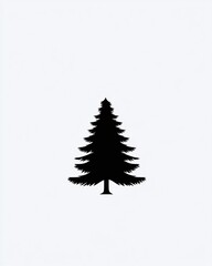 Obraz premium Minimalist Black Silhouette of a Pine Tree on a Light Background, Perfect for Nature-Inspired Designs and Environmental Themes