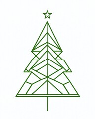 Minimalist Geometric Christmas Tree Illustration with Star Topper, Perfect for Holiday Decor and Festive Designs in Modern Style