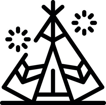 recommend clip art: Traditional native american teepee with fireworks exploding overhead during a night celebration or powwow