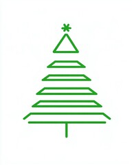 Fototapeta premium Minimalist Outline of a Christmas Tree Featuring Simple Geometric Shapes and a Star Topper, Ideal for Festive Designs and Seasonal Themes